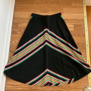 Vintage Neon Stripe High Waisted Midi Skirt